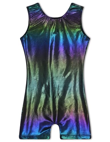 Image of TENVDA Leotards for Girls Gymnastics Kids Children Biketard With Shorts Sparkly Unicorn Dance Unitards(Multiple Colors)