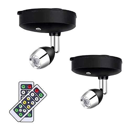 Apliques foco inalámbrico para interiores LED a pilas con mando a distancia, pack de 2 2