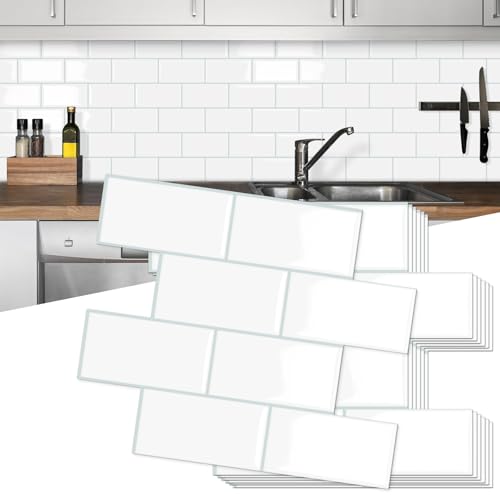 10-Sheet Thick Peel and Stick Kitchen Backsplash Tiles,3D Subway Waterproof