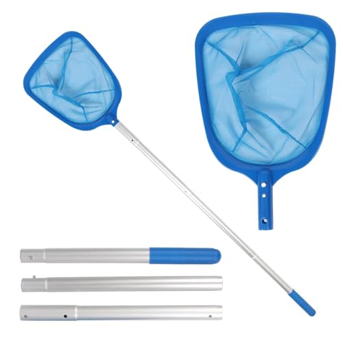 Pool Kescher – 161cm Teichkescher mit Teleskopstange, Feinmaschiger Kescher Teich mit 14,5cm Tiefem Netz für Pool, Teich, Algen, Blätter, Insekten, geeignet für Whirlpool, Spa & Koi Teich Zubehör