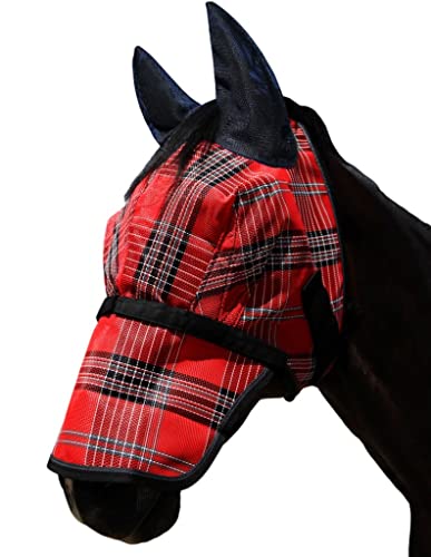 Máscara de mosca com nariz longo com orelhas macias vermelho deluxe / grande - média (408 kg - 544 k