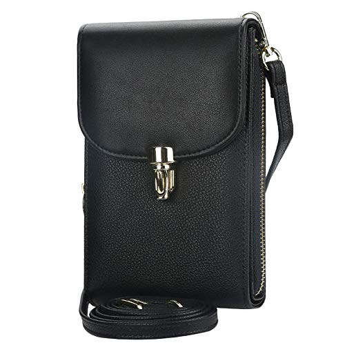 Winnes Crossbody Handy Geldbörse, Crossbody Handytasche Crossbody Tasche Stilvoll Aufbewahrungstasche mit Schulterriemen für Damen (schwarz)