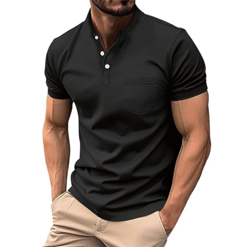 T-shirt Henley homme décontracté WINWUQB pour les vacances d'été et sorties le week-end