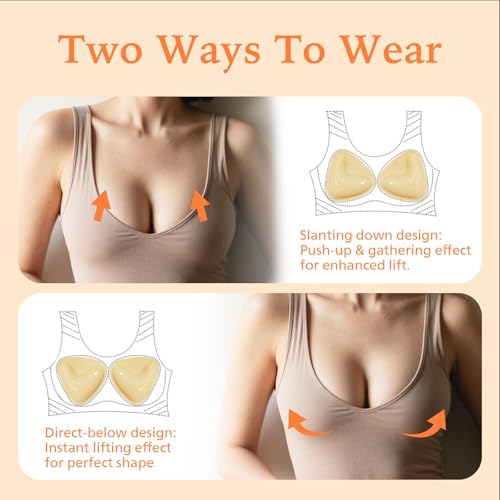 the snowy. bodee Sticky Bra Inserts for Women Reusable Stick Bra Double Sided Strapless Bras Waterproof Adhesive Bra Pads Push Up for A Cup Beige