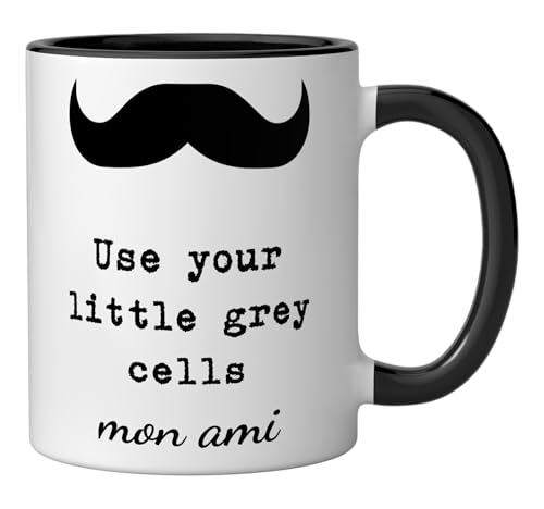 Taza de cerámica Poirot con diseño libros Black/White miniatura 2