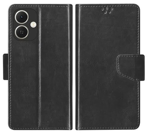 Image of SBMS Flip Cover for Tecno Spark GO 2 Back Cover Case with Magnatic Closure | Inbuilt Stand | Card & Money Pocket (Black)