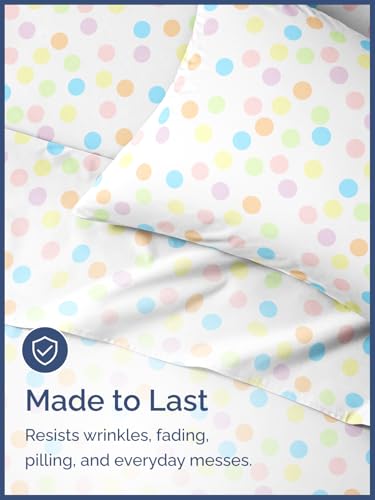 Image of Kids Queen Multicolor Dots Bed Sheets - 4 Piece Multicolor Dots Sheet Set | Multicolor Dots Themed Bedding, Ultra-Soft, Cute & Cozy, Breathable & Machine Washable, Bed Set for Boys, Girls & Teens, Cozy