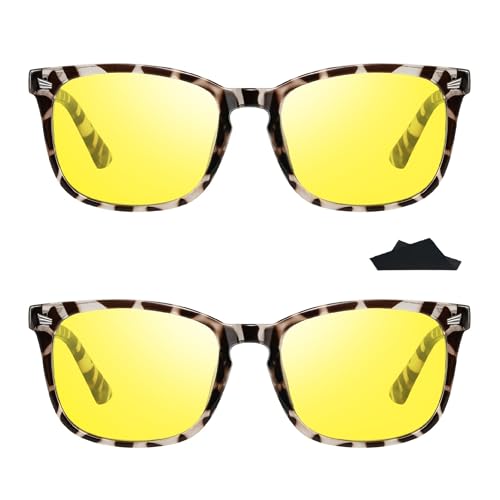 Night Vision Glasses with Yellow Lenses - Anti-Glow Driving Glasses for Men & Women