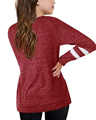 Apbondy Girls Shirts Casual Long Sleeve Crewneck Loose Striped Sweatshirts Pullover Tops2