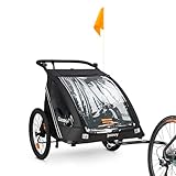 Joovy Cocoon X2 Double Stroller and Bike Trailer with Tow Arm, Hitch, Adjustable Handlebar, and Five-Point Safety Harnesses, Black