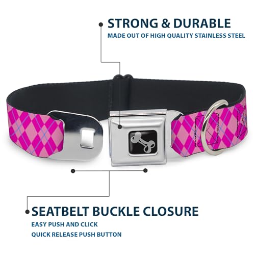 Collier de chien Buckle Down argyle rose os en nylon robuste