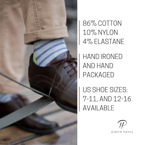 Pierre Henry Over the Calf Socks for Men (9 pairs) | Cotton Over the Calf Dress Socks | Long Socks Stays up3