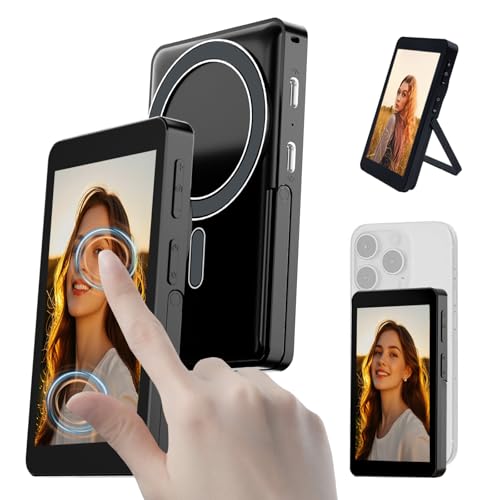 Écran selfie magnétique pour smartphone avec caméra arrière sans fil 1080p et support aluminium