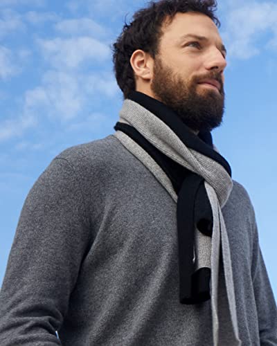 State Cashmere Unisex Ribbed Knit Scarf Made With 100% Pure Inner Mongolian Cashmere - Elegant, Soft, & Versatile - Ultra Warm Winter Accessories - (Pale Charcoal, 70"X7") #TOP5