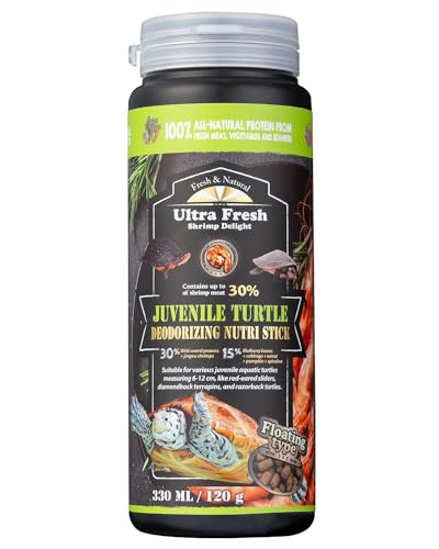 Ultra Fresh Floating Juvenile Turtle Food All Natural Ingredients Wild Sword Prawn w/Deodorizing Probiotics Juvenile Turtle Deodorizing Nutri Stick 3.35 oz