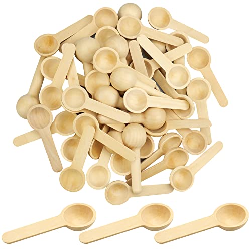 oupados 50 Pièces Petite Cuillère en Bois Cuisine Mini Cuillère En Bois Naturel Petites Cuillères de en Bois Faites Main pour Enfants, Condiments, Épices, Thé, Miel, Moutarde, Etc