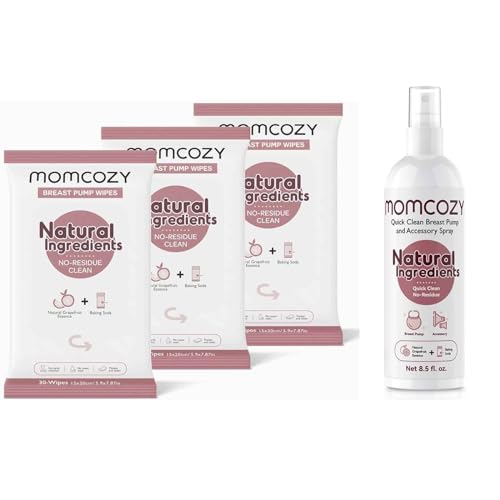 Image of Momcozy Natural Breast Pump Wipes & Momcozy Breast Pump Cleaner Spray