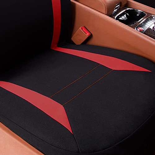 Flying Banner Flat Cloth Car Seat Covers Full Set Universal Fit Two Tone Color Low Back Airbag Compatible Rear Bench Split Seat Covers (Red) - Image 6