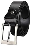 Bullko Mens Casual Genuine Leather Dress Belt Jeans Classic Black 34 - 36 inch