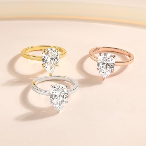 925 Sterling Silver Engagement Rings for Women Pear Cut Cubic Zirconia Wedding Promise Rings for Her Size 4-12.53