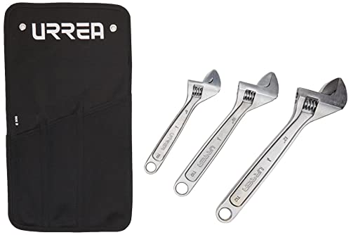 Urrea Adjustable Wrench Set - 3-Piece (8", 10", 12") Professional Grade Tool Kit With Extra-Wide Capacity & Nickel-Chrome Finish - 795 #TOP13