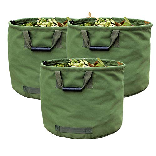 ZZX Sacs de déchets Jardin Résistants, 600D Imperméable Oxford Sacs Poubelle Indéchirables avec poignées, Autoportants et pliants,Vert,3pcs