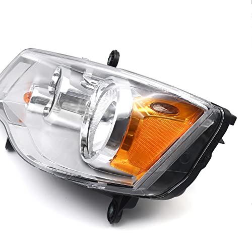 Fione - For Dodge Grand Caravan Headlight Assembly 2011-2018 & Chrysler Town And Country Headlights 2008-2016 Halogen Chrome Housing Left Driver Side Headlamp 5113337Ai Ch2502192 #TOP2