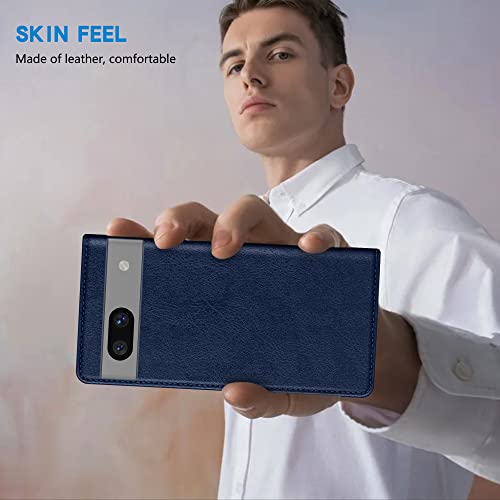 Zzxx Google Pixel 7A Wallet Case With [Rfid Blocking] Card Slot Stand Strong Magnetic Leather Flip Fold Protective Phone Case For Google Pixel 7A Case Wallet(Blue-6.1 Inch) #TOP5