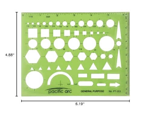 Image of Pacific Arc - General Purpose Template - Drawing Aid Stencil for Professional or School Work - Size 3.87 x 6.5 inch