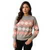 Blusa Tricot Manga Longa Detalhe Losango (BR, Alfa, Único, Regular, Rosa)