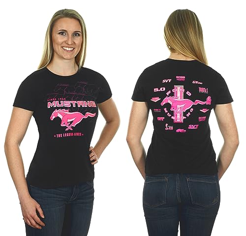 Image of JH Design Women's Ford Mustang T-Shirt's in 3 Styles Short Sleeve Crew Neck Shirts