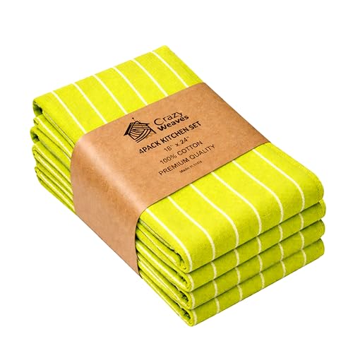 Image of Cotton Kitchen Hand and Lunch Towels - Solid Colors, Super Absorbent, 100% Cotton, Quick Dry, Multipurpose Dish Cloths for Home & Restaurant Use (Pack of 4, 18 X 24 Inches) (F.Green)