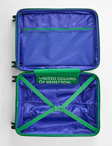 Image of United Colors of Benetton Cabin Hard Luggage Emerald Plus - White | Carry-On Trolley Bag with TSA Lock | 360 Spinner Double Wheels | Telescopic Handle | PC Shell Suitcase | 55cm | 50L Capacity