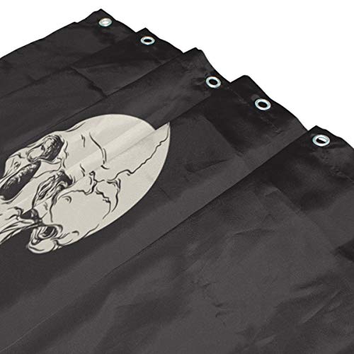 Wamika Rock And Roll Skull Skeleton Bone Love Music Shower Curtain Polyester Waterproof, Sugar Candy Skull Day Of Dead On Black Backdrop Bath Room Shower Curtain With Hooks 60 W X 72 H Inches #TOP3