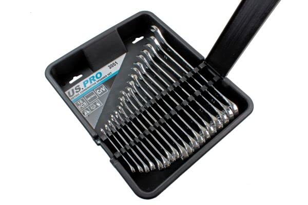 US PRO 18 szt. Metryczny klucz płasko-oczkowy zestaw 6 mm do 24 mm 2051