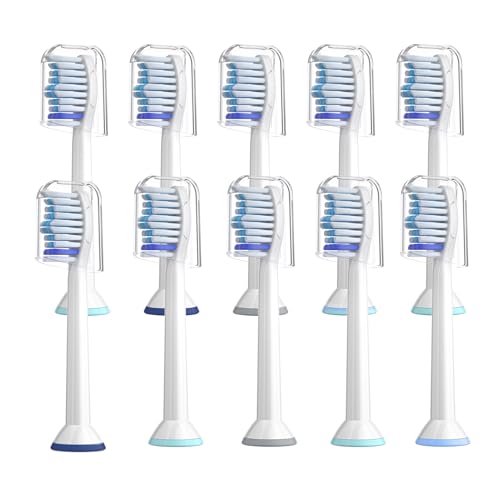 Replacement Toothbrush Heads Compatible with Philips Sonicare Click-on Electric Toothbrush Handles Replacement Heads for Philips Sonicare C1 C2 G2 5100 6100 Brush (10 Count)