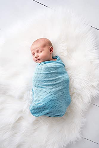 Image of Woombie AirWrap Organic Swaddle - Old Fashioned Receiving Blankets for Babies - Lightweight, Vented Design, Ocean Blue, 44 x 44 in.