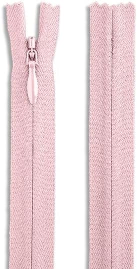 16" Invisible Nylon Coil Non-Separating Closed-End Zipper – Concealed Zipper for Pants, Skirts, Dresses, Upholstery – #2 Coil (4.1mm) (Pink)