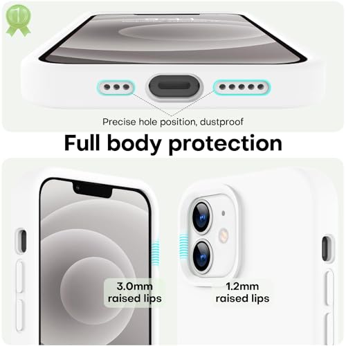 Image of LOVE 3000 Designed for iPhone 12 Case /iPhone 12 Pro Case, Premium Silicone with [Soft Anti-Scratch Microfiber Lining] Shockproof Protective Phone Case for Men Women Girls 6.1 inch, White
