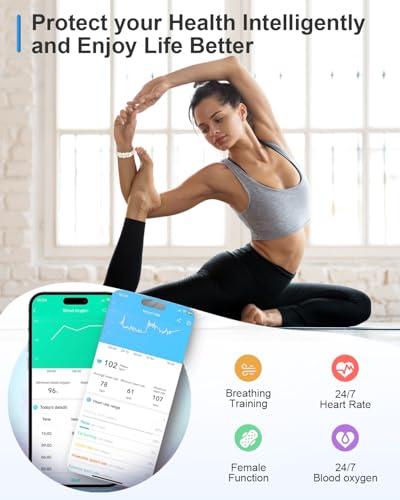 Image of Smart Watch for Women, 1.19 inch AMOLED Ultra-Clear Screen Activity Trackers with Heart Rate /Sleep /SpO2 Monitor, Smartwatch for iPhone /Samsung /Android, 113 Sport Modes Waterproof Fitness Watch Silver