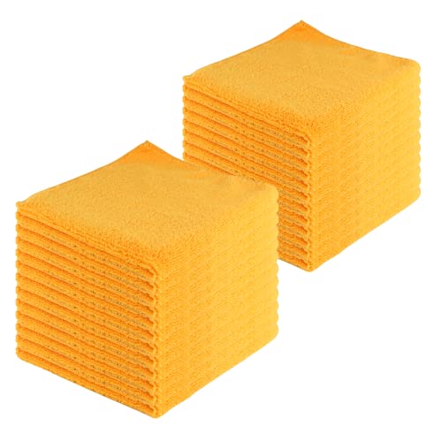 JD Homease Microfiber Cleaning Cloths,24 Pack, 16"x16", All-Purpose, Softer, Highly Absorbent, Lint-Free, Reusable, Washable Pro Towels, Orange, for House, Kitchen, Bathroom, Car, Office