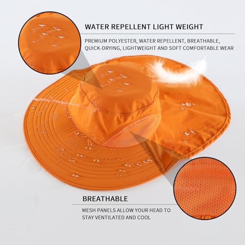 Image of Home Prefer Outdoor UPF50+ Sun Hat Wide Brim Mesh Fishing Hat with Neck Flap