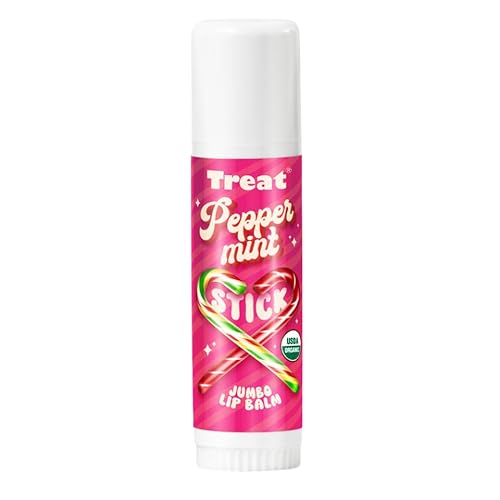 TREAT© Jumbo Lip Balm - Peppermint Stick Jumbo Lip Balm, Organic & Cruelty Free (.50 OZ)