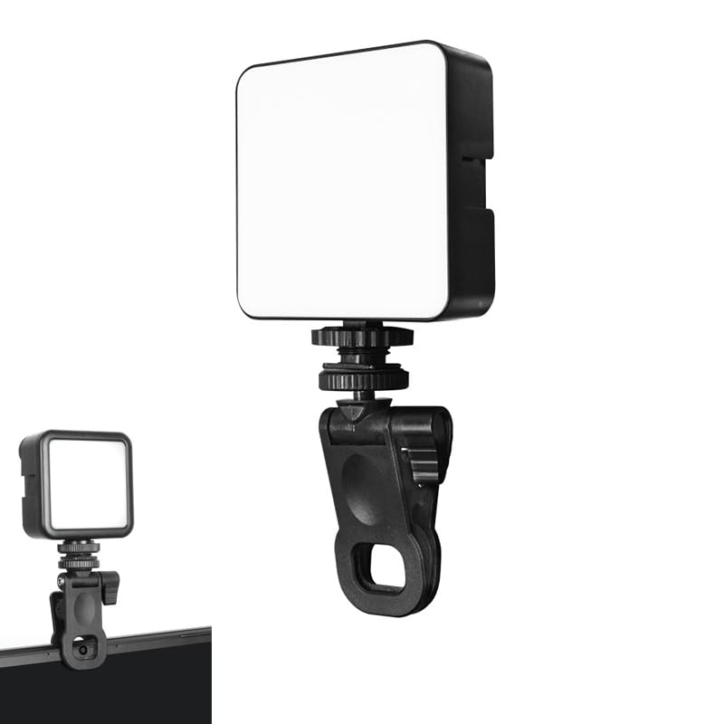 HuaerHui Selfie Light w/ 3 Cold Shoe Mounts, Dimmable Video Conference/Vlogging/Photography/Video Recoarding/Live Streaming, Clip On Lighting Kit for