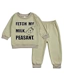 SunoZee Toddler Baby FETCH MY MILK, PEASANT Long Sleeve Sweatshirt Top Jogger Pants Set Cute Fall Winter Clothes Set