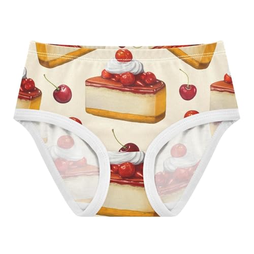 Cherry Cheesecakes Cream Toddler Girls Underwear 2t Cotton Cute Panties Girl Fun Print Briefs Underpants