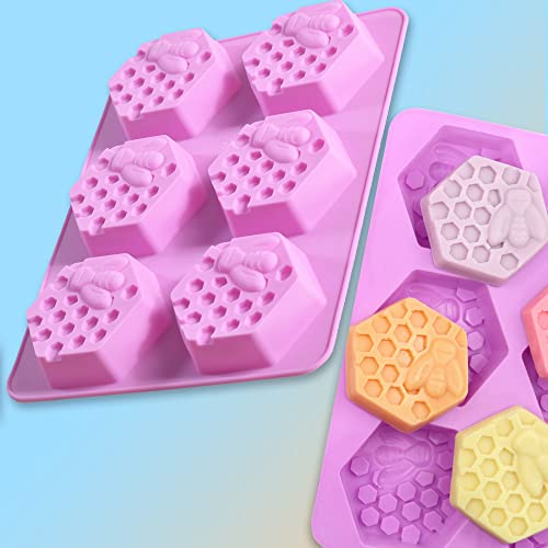 Newk Bee Honeycomb Silicone Soap Molds, 6-Cavities Silicone Mold For Soap Making And Cake Making(Pack Of 3, 2 Oz) #TOP2