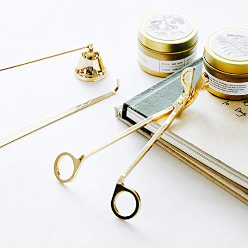 Edelstahl Gold Rasentrimmer Kerzendocht Schere Docht Dipper Bell Kerzenlöscher Kit Kerze Accessory Tools Set von 3 Tolles Geschenk für die Kerze- und