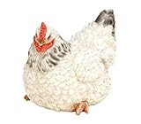 naturgetreue Hennenfigur Dehner Dekofigur Henne liegend, ca. 26 x 17 x 20 cm, Polyresin, schwarz/weiß