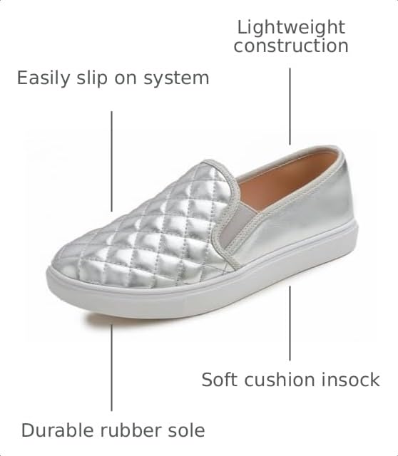 Image of FEVERSOLE Women's Casual Slip On Sneaker Comfort Quilted Loafer Flats